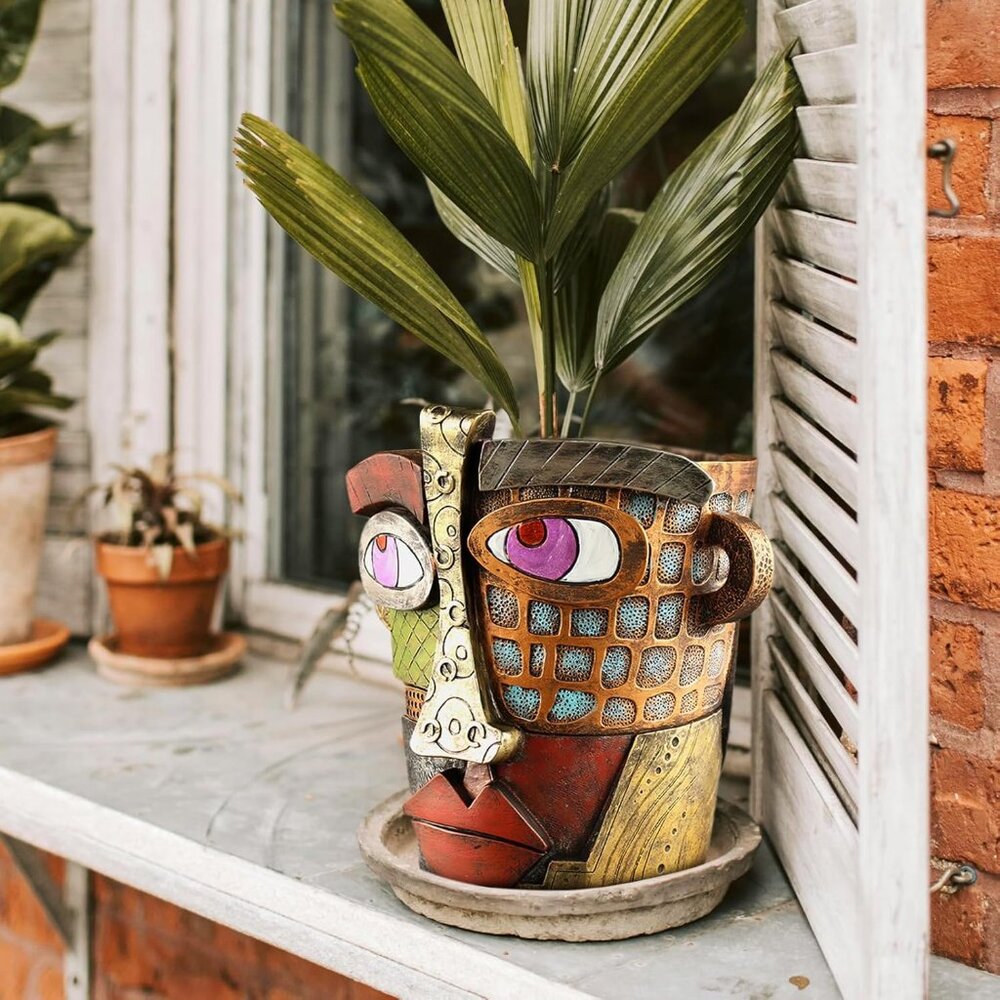 Abstract Face Planters Pots Head,Unique Head Planter for Indoor Plants,Funny Fac - Picture 4 of 8